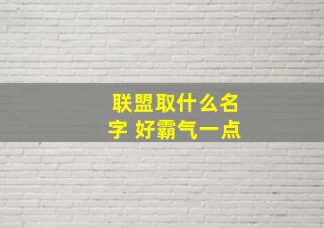 联盟取什么名字 好霸气一点